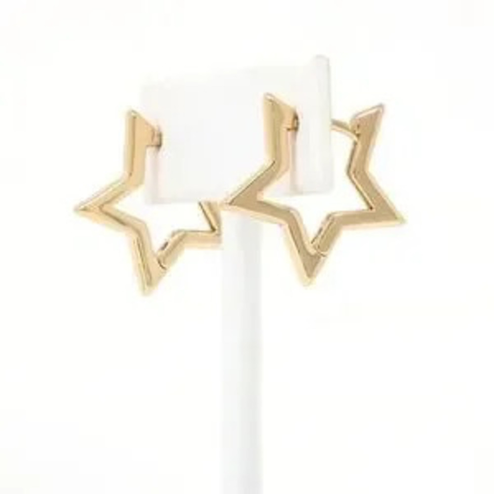 Gold Plated 925 Sterling Silver Star Hoop Earrings